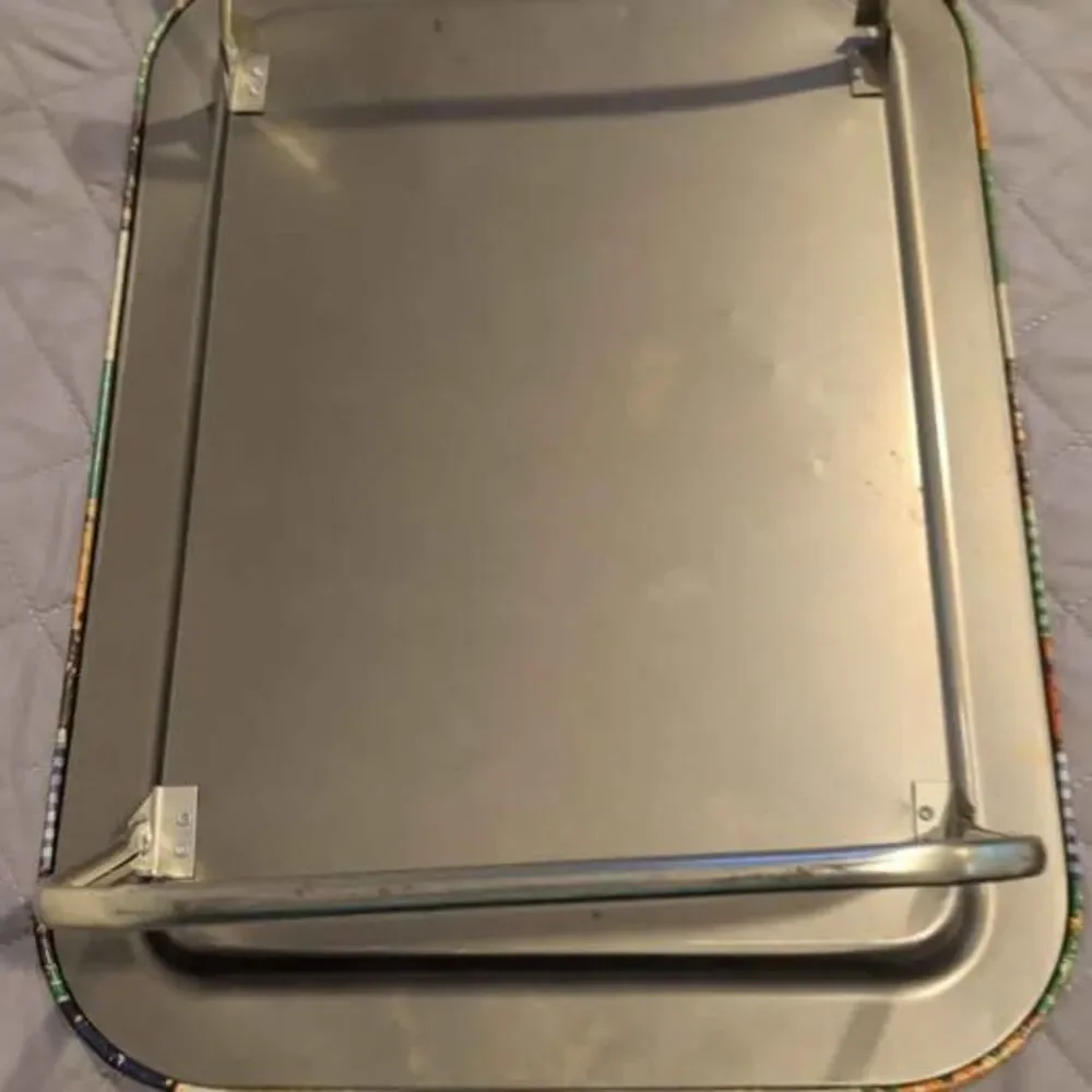 Vtg 1970s Aluminum Patchwork TV Lap Tray Table Metal Folding Legs Gingham Calico